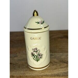 Vintage Lenox Spice Garden Garlic Jar 1992 Lidded Fine Porcelain Unused